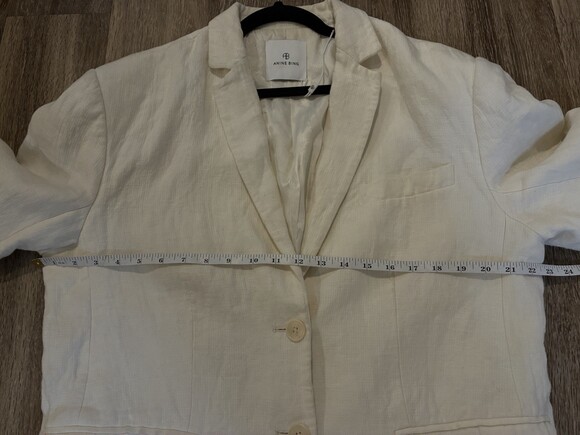 Anine Bing 100% Linen Quinn Blazer in Eggshell Cream Size Large - Picture 7 of 10